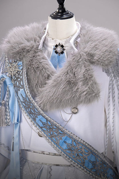 【12月7日予約締切】Light Blue & White Royal Prince-Style Military Lolita Set 1/2 + Full Set Ouji Fashion