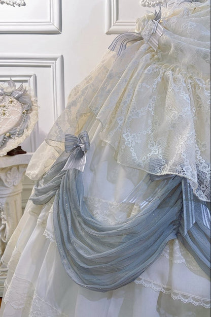 [Pre-order Deadline: June 14] Mist Blue Moonlight Elegant Wedding Lolita Corset Pull-Up Dress