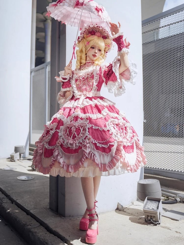 【2月22日予約締切】アンティークベリーローズロマンティックファンタジーロリータショートドレス