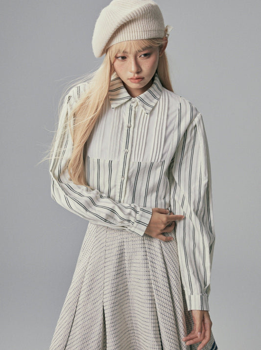 Pleated Retro Stripe Shirt