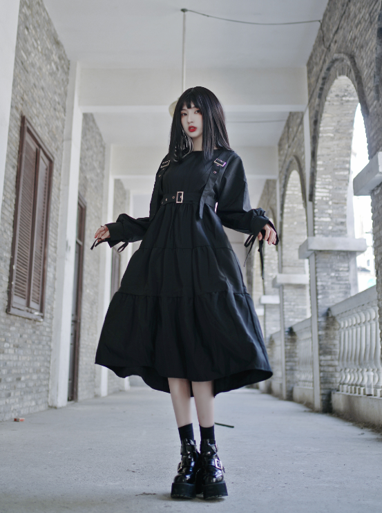 ウエストマークティアードワンピース