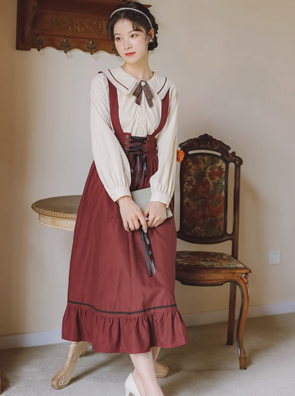 Antique shirt + corset jumper skirt