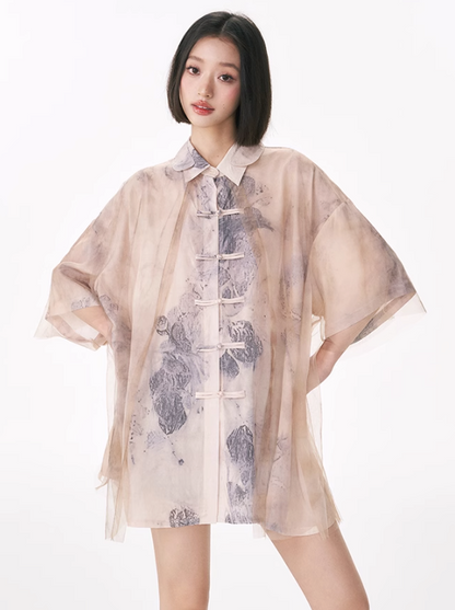 Chai Nashiri & Sheer Layered Shirt Tops