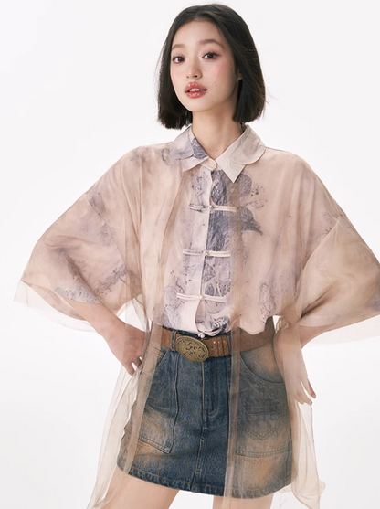 Chai Nashiri & Sheer Layered Shirt Tops