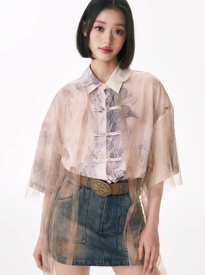 Chai Nashiri & Sheer Layered Shirt Tops