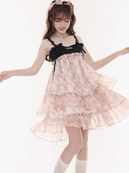 Sweet suspender dress princess puffed dress