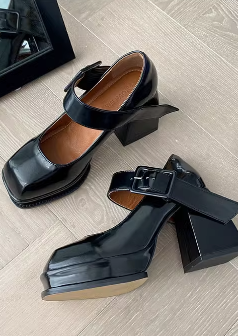 SQUARE TOE CLASSICAL STRAP PLATFORM SHOES