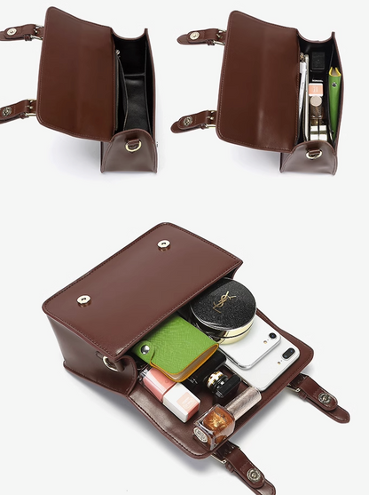 Satchel bag with leather-like strap