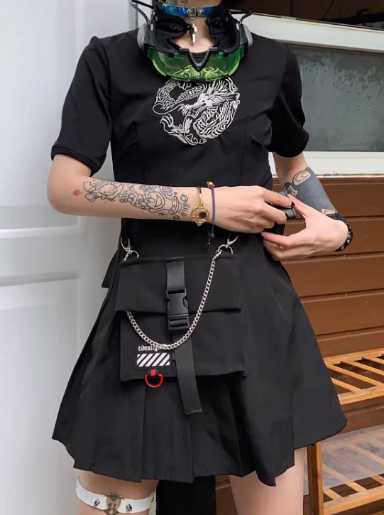 Asymmetrical mini skirt outfit best sale