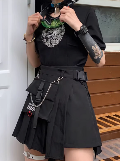 アシンメトリー ミニスカート【Gray/Black】 アシンメトリー ミニスカート【Gray/Black】