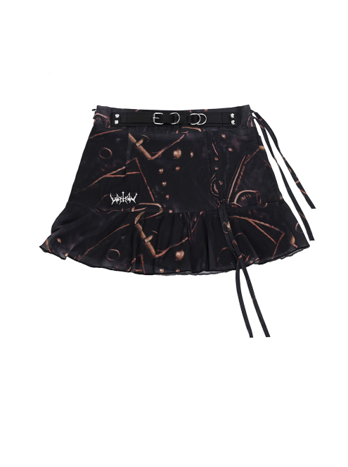 Anti-light punk belt buckle skirt