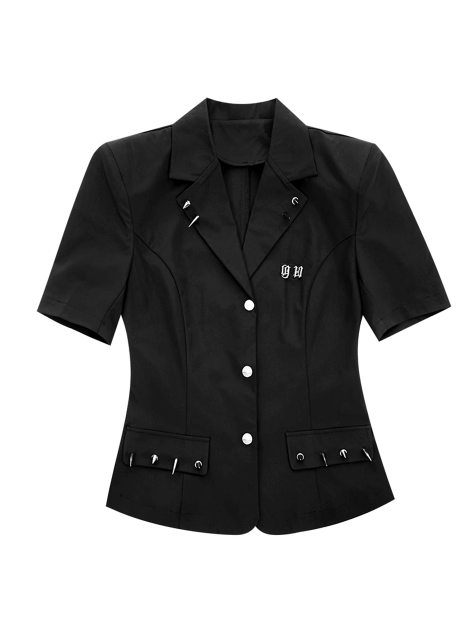 Punk Dark Rivet Spike Metallic Cool Tops