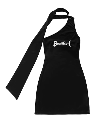 Silky Scarf Gothic One Shoulder Dress