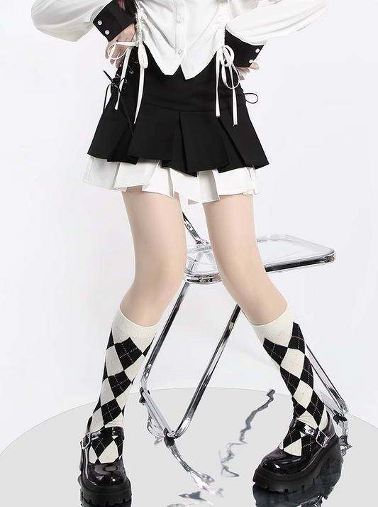 Side lace -up layered skirt