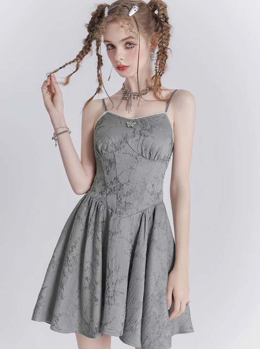 Retro A-line pearl suspender dress