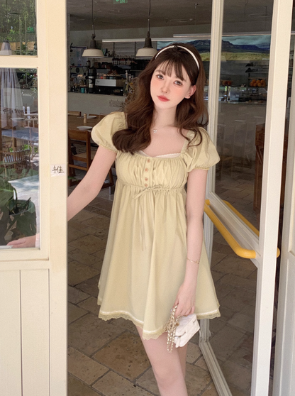 Square Collar Milk Ice Dress