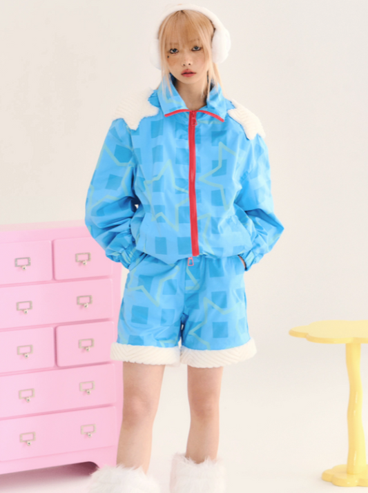 Star Full Print Zip Up Jacket + Farstar Short Pants