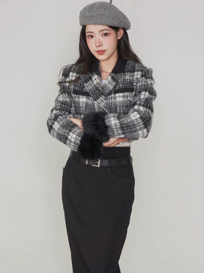 Short plaid hotsell skirt jacket