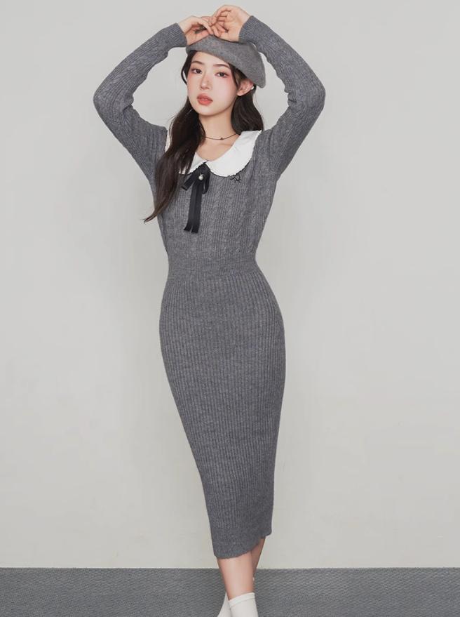 Doll Lace Collar Knit Dress