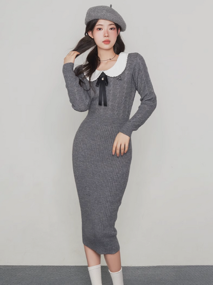 Doll Lace Collar Knit Dress