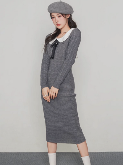 Doll Lace Collar Knit Dress