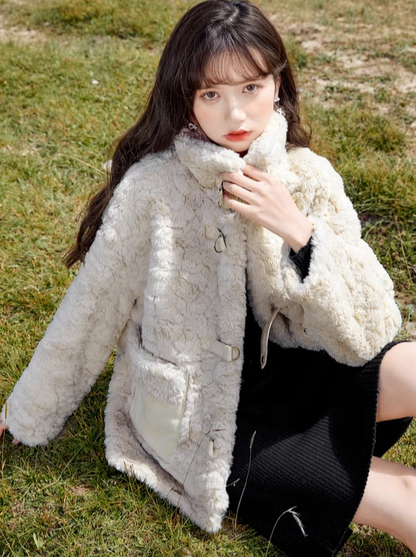 Stand collar snow fur coat