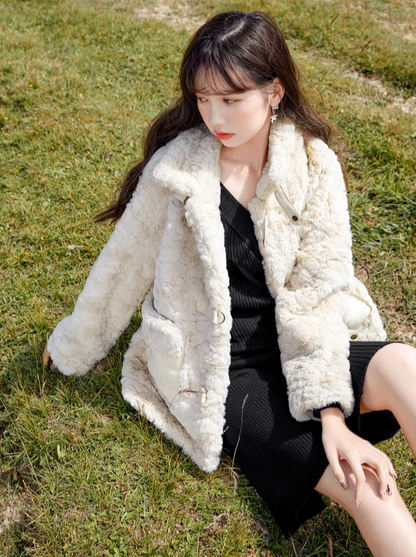 Stand collar snow fur coat