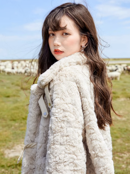 Stand collar snow fur coat