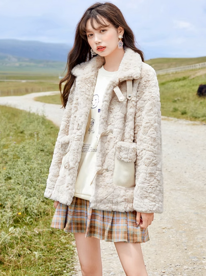 Stand collar snow fur coat