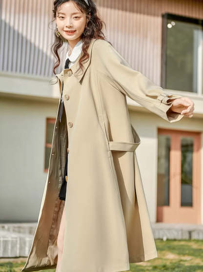 European American Loose Waist Long Coat