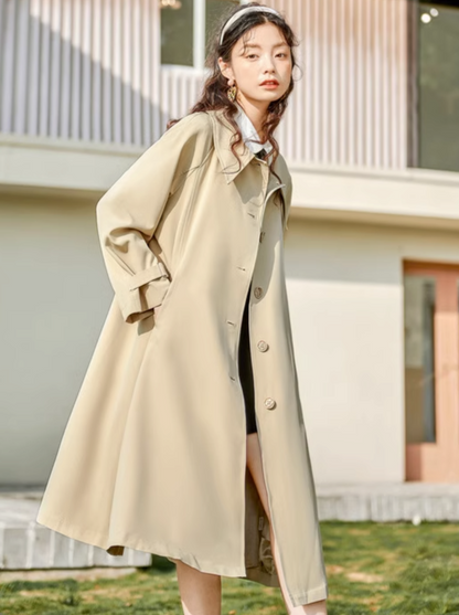 European American Loose Waist Long Coat