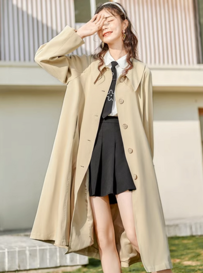 European American Loose Waist Long Coat