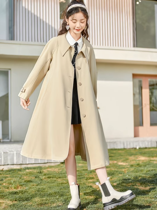 European American Loose Waist Long Coat