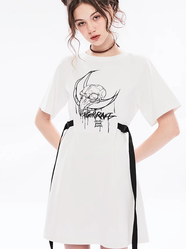 Punk Dark Waist T-shirt Skirt Dress