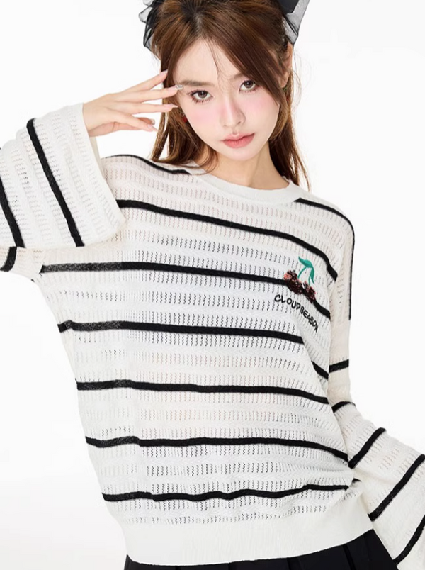 ボーダーチェリーシアートップス