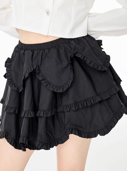 Slim High Waist Ruffle Tutu Skirt