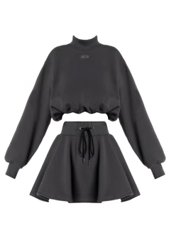 Sweetheart Sporty High Neck Top + Flared Skirt