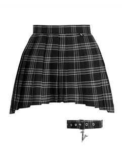 Short Check Skirt + Check Garter