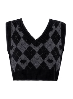 Argyle Short Knit Vest