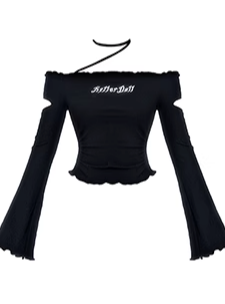 Neck Strap Off-the-shoulder Logo Top