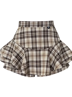 Flared Retro Check Short Skirt