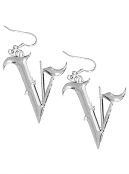 Metal Gothic Letter V Earrings