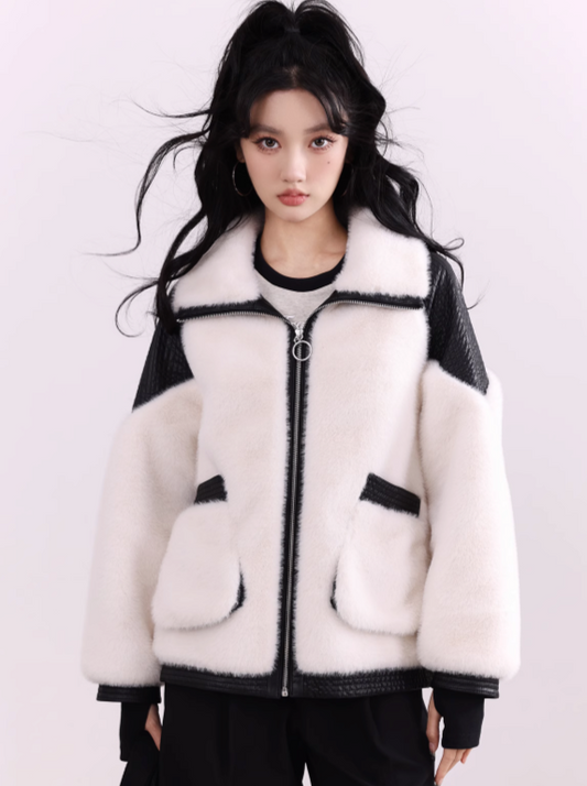 Sweet Mode Leather Fur Jacket