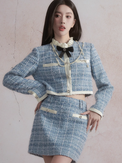 Tweed Short Jacket + Tweed Tight Skirt