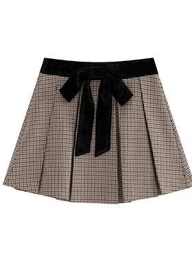 French girly velour ribbon design skirt