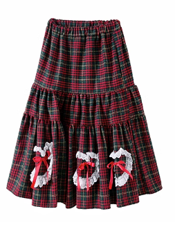 Ruffle Heart Check Skirt