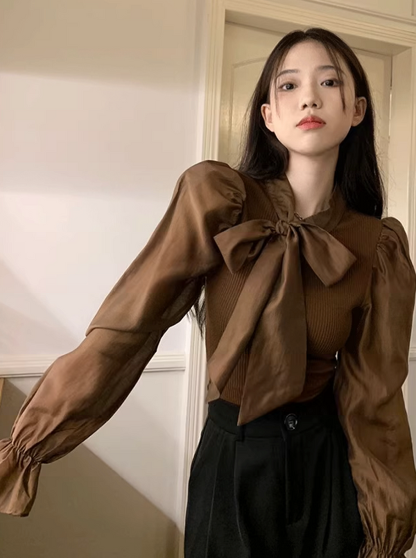Puff Sleeve Big Bow Blouse