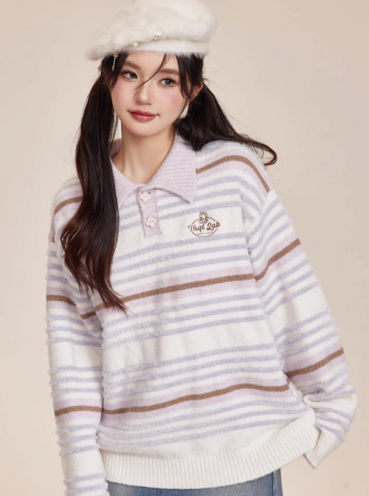 Polo Color Striped Pastel Overknit