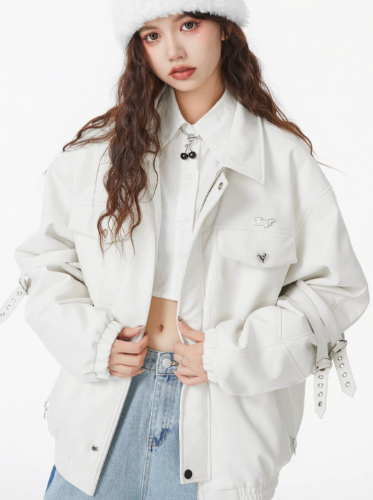 Mode White Motorcycle Jacket