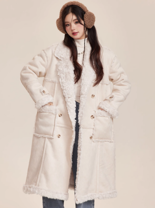 Mouton Fur Long French Dress